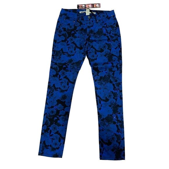 Dollhouse “The Rocker” Blue Floral Print Jeans, Sz. 9, NWT - Picture 1 of 12